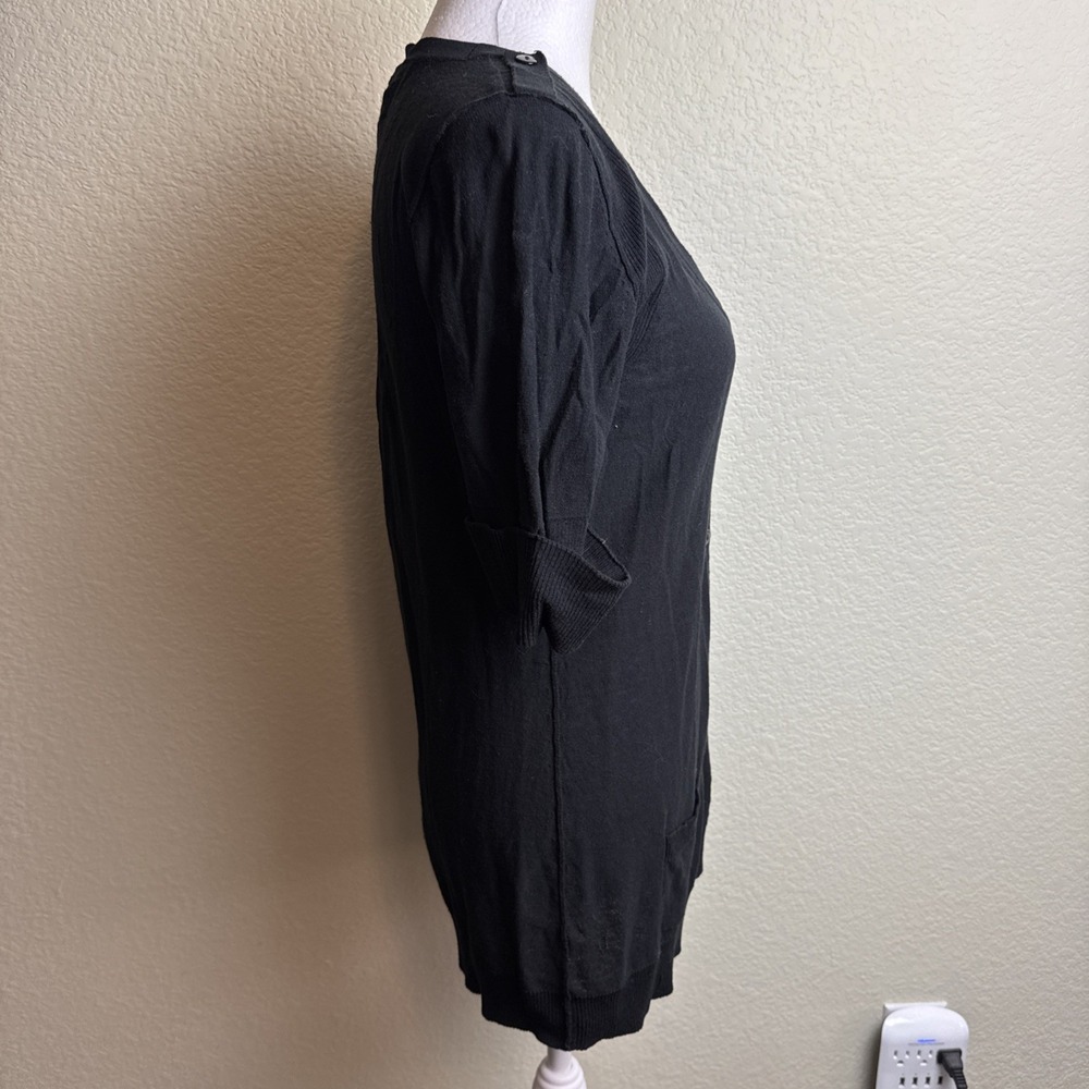 Cable & Gauge Women's Sweater Cardigan Black Button  Short Sleeves Pockets Sz. S - Picture 3 of 7